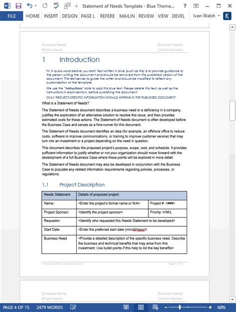 Statement Of Needs Template Ms Word Templates Forms Checklists