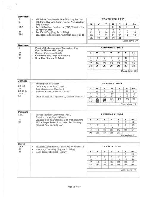 Implementing Guidelines On The School Calendar And Activities For The