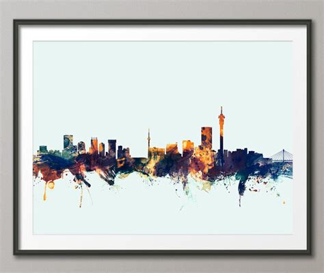 Johannesburg Skyline Johannesburg South Africa Cityscape Art - Etsy