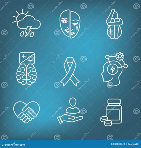 BPD Borderline Personality Disorder Icon Set W Brain Mask And More