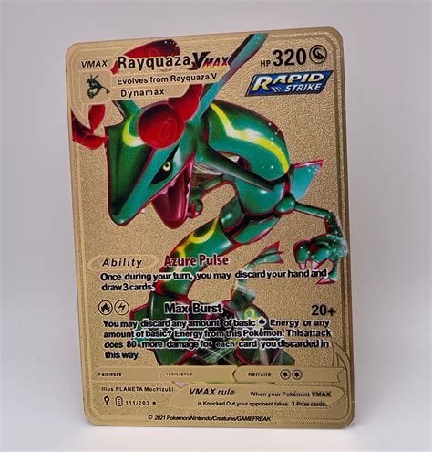 Gold Metall Pokemon Karte Rayquaza Vmax Etsy Schweiz