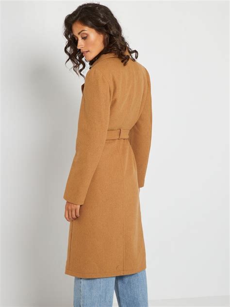 Manteau Peignoir Avec Ceinture En Laine Camel Kiabi