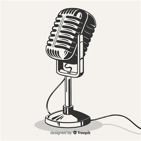 Premium Vector Hand Drawn Realistic Retro Microphone