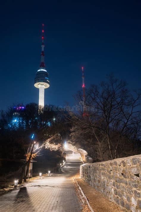 Nightscape Of Namsan Tower Or N Seoul Tower During Winter Evening