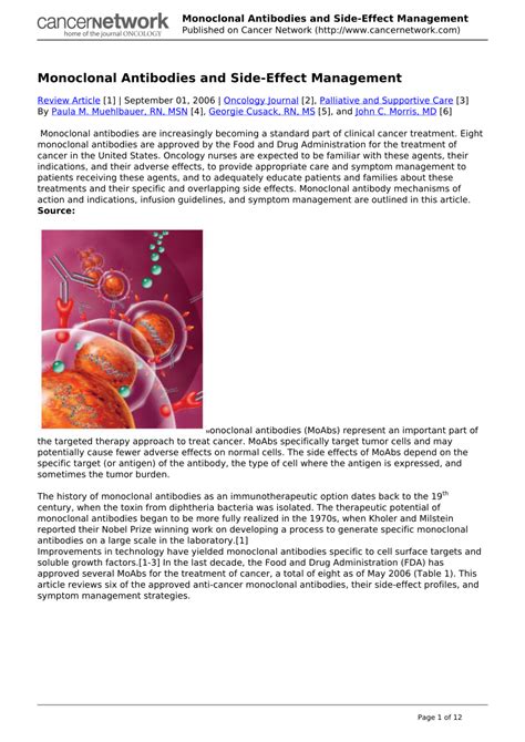 (PDF) Monoclonal antibodies and side-effect management