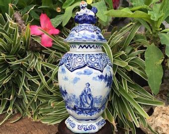 S Antique Old Delft Ginger Jar Vase Delfts Blauw Etsy