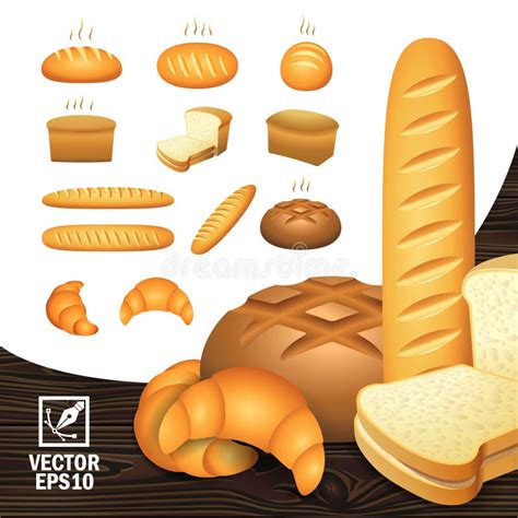 Sistema De Pan Blanco Iconos De La Panadería Ilustración Del Vector