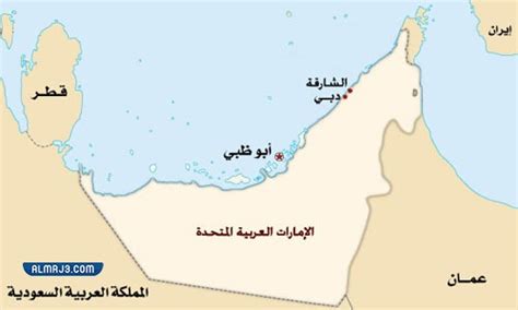 خريطة الامارات العربية المتحدة السبع بالتفصيل موقع المرجع