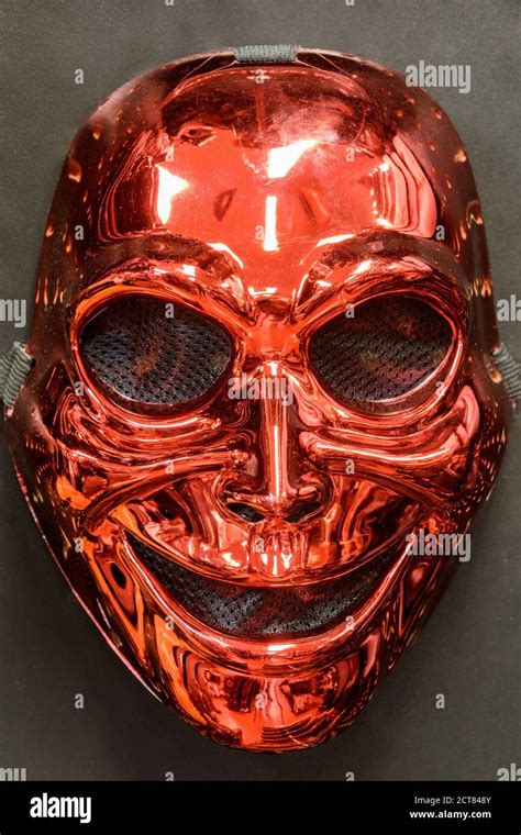 Metallic Sinister Ghost Mask Isolated Against Black Background Stock ...