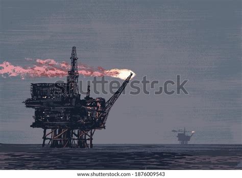 Oil Rig Drilling Ocean Stock Illustration 1876009543 | Shutterstock