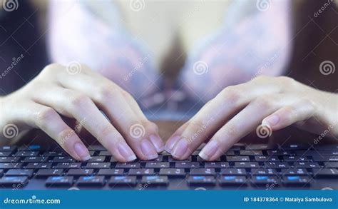 A Woman In Her Underwear Is Typing On A Keyboard Girl In A Bra Works