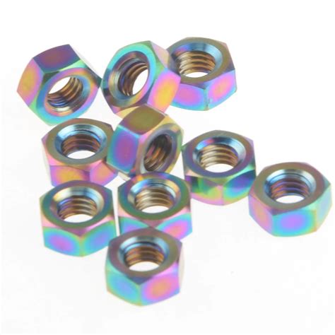 10 Pcs Titanium Ti M6 Flange Nut Fine Regular Thread 1 0 Mm Flange