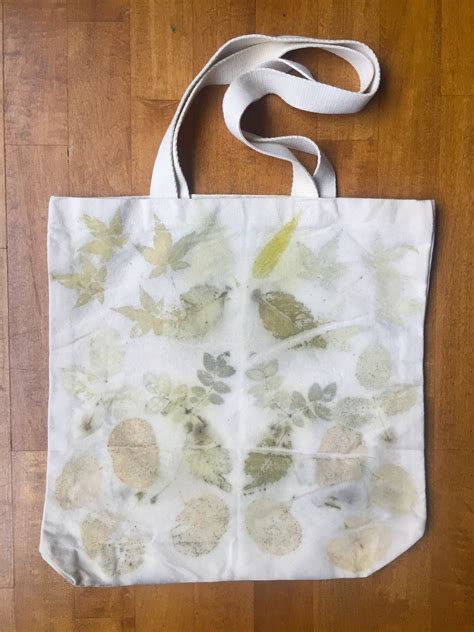 Large Ecoprint Canvas Tote Bag Etsy