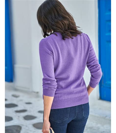 Violett Pullover Mit V Ausschnitt Aus Merinowolle Und Kaschmir F R