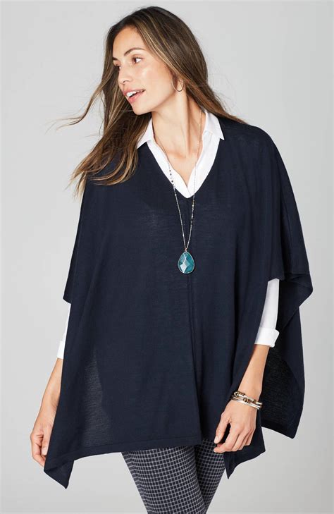 Lightweight V Neck Sweater Poncho Jjill