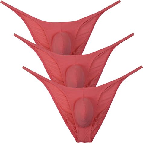 Botmois 3Pack Men S Solid Briefs Spandex Mini Bottoms Tangas Underwear Breathable Bathing Bikini