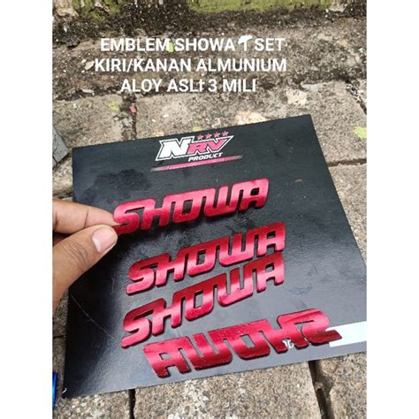 Jual Logo Emblem Shock Showa Set Merah Buat Shok Depan Shopee