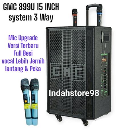 Jual Speaker Portable 15 Inch GMC 899U Bluetooth Karaoke Xbass 2 Mic