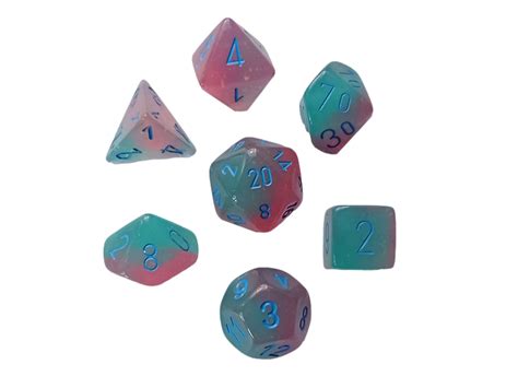 Chessex Lab Dice Gemini Gel Green Pink Blue Polydice Set Snm Stuff