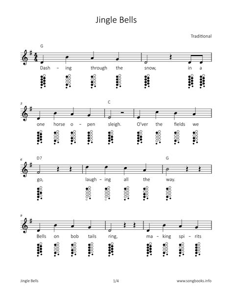 Jingle Bells Arr Sheet Music Traditional Ocarina