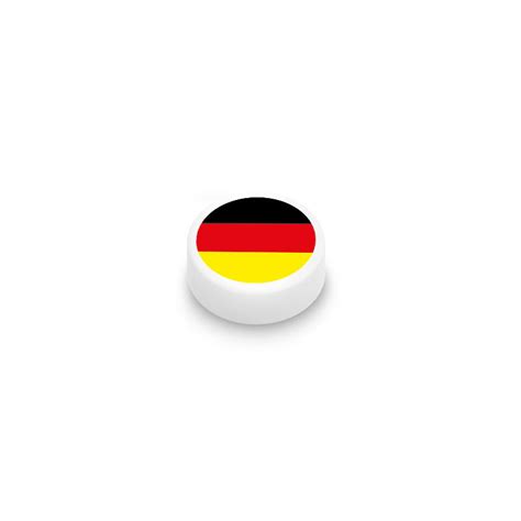 Drapeau Allemand imprimé sur Brique Plate lisse Lego® 1x1 rond - Blanc