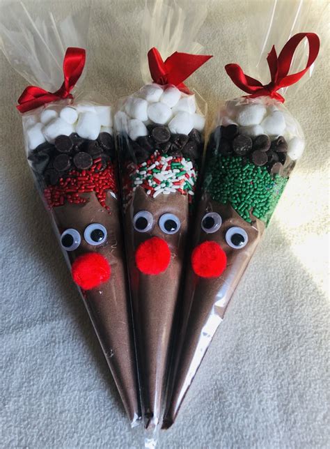 Reindeer Hot Cocoa Cone Christmas Party Favor Hot Chocolate Gift Stocking Stuffer Holiday