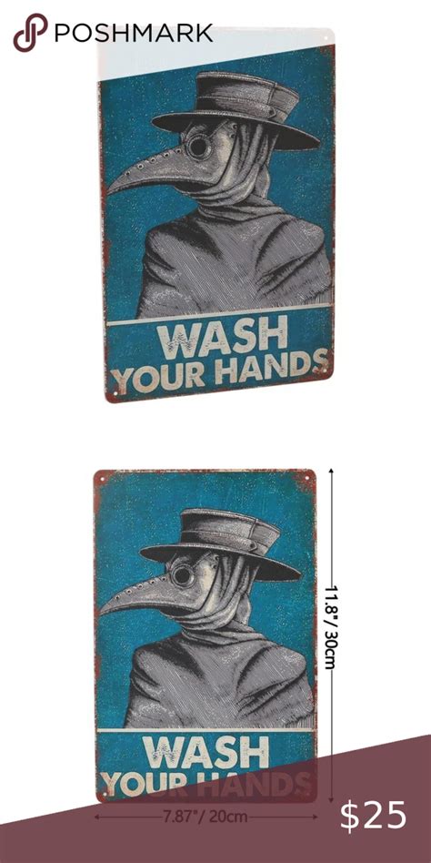 Wash Your Hands Plague Doctor Vintage Style Bathroom Sign Vintage