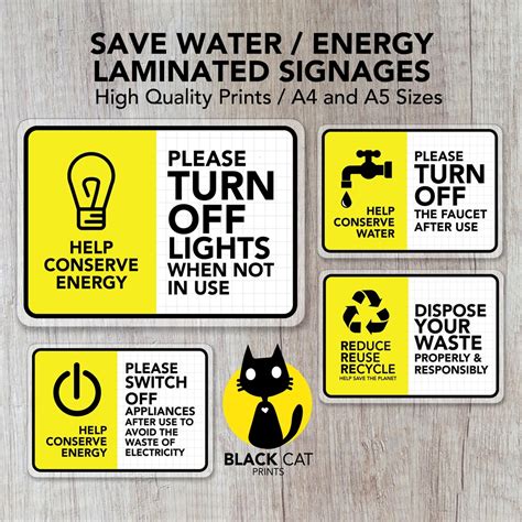 Save Water Save Energy Save Earth Sign Laminated Signage Sign The