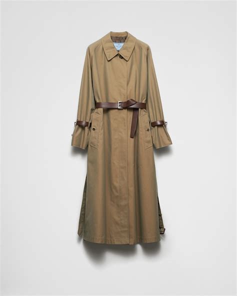 Olive Green Single Breasted Cotton Twill Trench Coat Prada