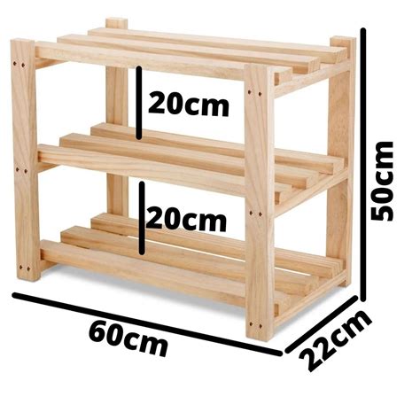 Sapateira Estante Casal 3 Prateleiras Minimalista Madeira Pinus