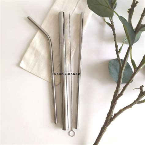 Sedotan Set In Stainless Steel Korea Warna Ramah Lingkungan Reusable