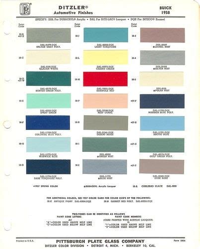 1950 Chevrolet Color Chart