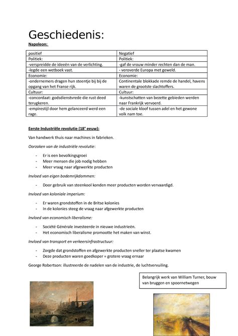 Geschiedenis Een samenvatting over Napoleon en de eerste industriële