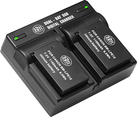 BM Premium 2 Pack Of LP E12 Batteries And USB Dual Battery Charger For