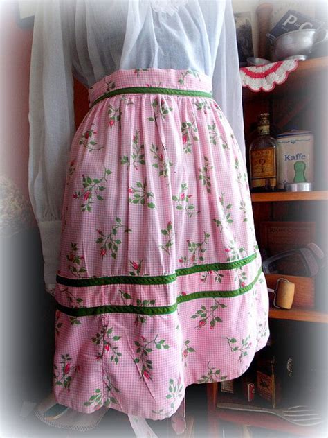 Vintage Pink And Green Gingham Apron