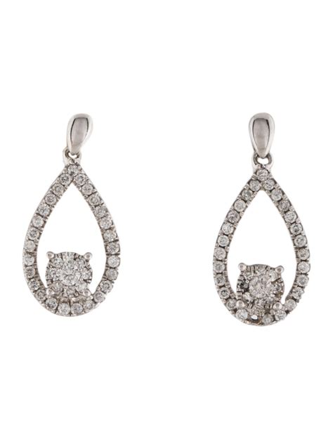 Earrings 14k Diamond Drop Earrings Rhodium Plated 14k White Gold Drop Earrings Earri230392