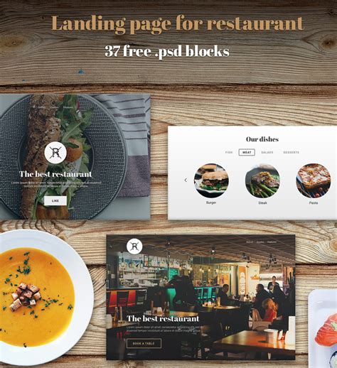 +37 PSD blocks - Restaurant Landing Page - FreebiesUI