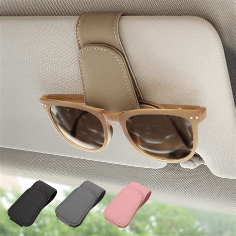 Ompellus Magnetic Leather Sunglass Holder Eyeglass Hanging Clip For