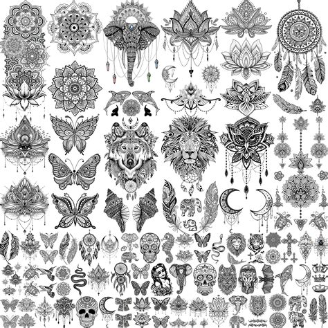 Buy VANTATY8 Sheets Lace Large Lotus Flower Temporary Tattoo Stickers