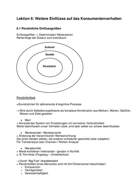 Lektion 6 Konsumentenverhalten Lektion 6 Weitere Einflüsse auf das