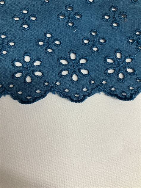 Broderie Anglaise Fleurie Bleu Canard Vagues Mm Touchatou