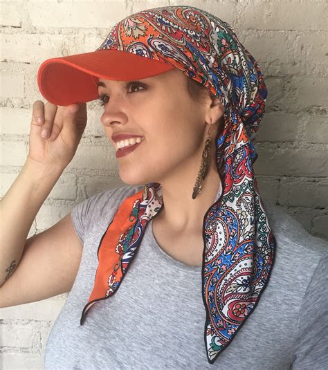 Orange Sun Hat Cute Hat Sun Visor Scarf Casual Sport Etsy Scarf Casual Scarf Hairstyles