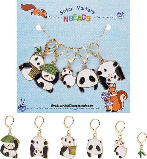 Amazon NBEADS 6 Pcs Panda Charm Stitch Markers 6 Styles Alloy