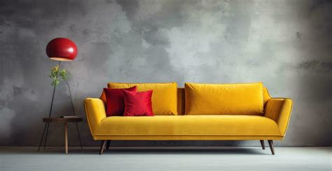 Modern yellow sofa on wooden bed frame 27610038 Stock Photo at Vecteezy