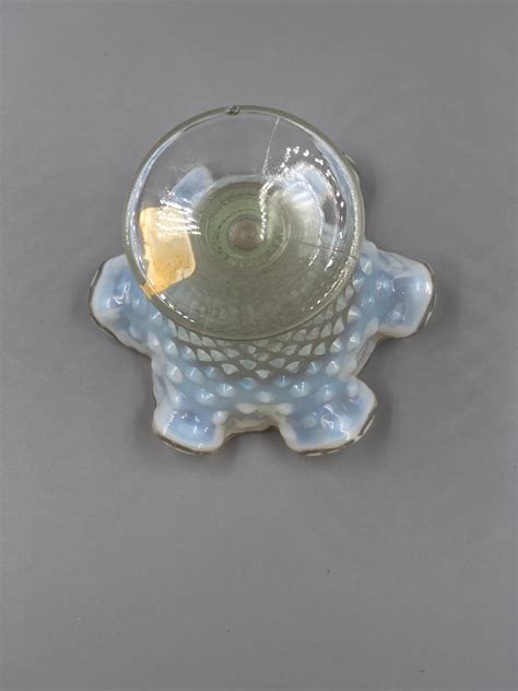 Vintage Fenton Art Glass Hobnail Clear Opalescent Crimped - Etsy