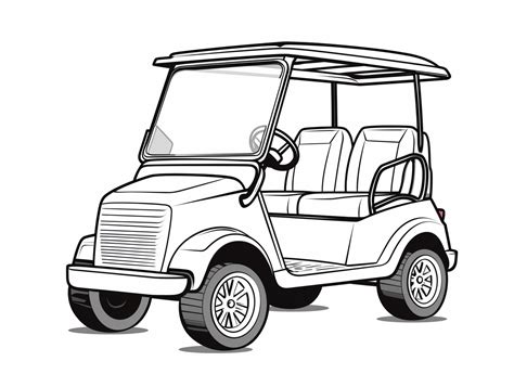 Artistic Golf Cart Coloring Page - Coloring Page