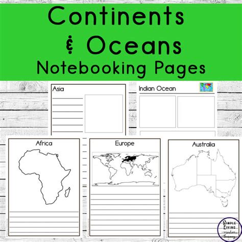 Free Printable Continent And Ocean Notebooking Pages Simple Living