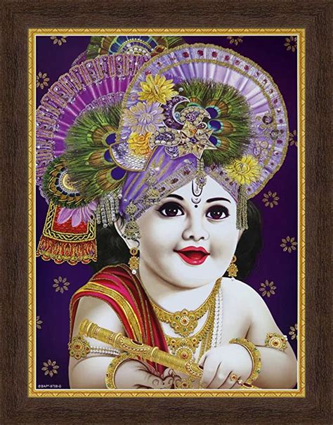 Avercart Lord Krishna Baby Krishna Poster X Inch Framed With