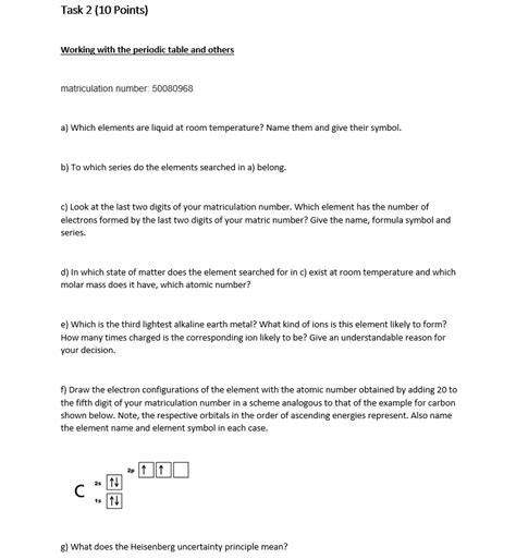 Solved Task 2 10 Points Working With The Periodic Table