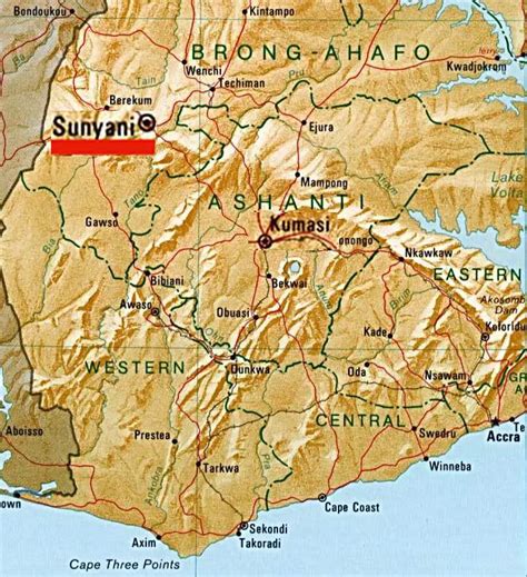 Sunyani Map - Mapsof.Net